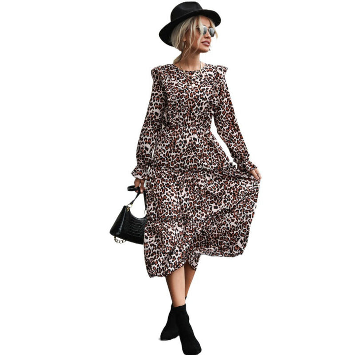 Women Long Leopard Dress Mune Fashion
