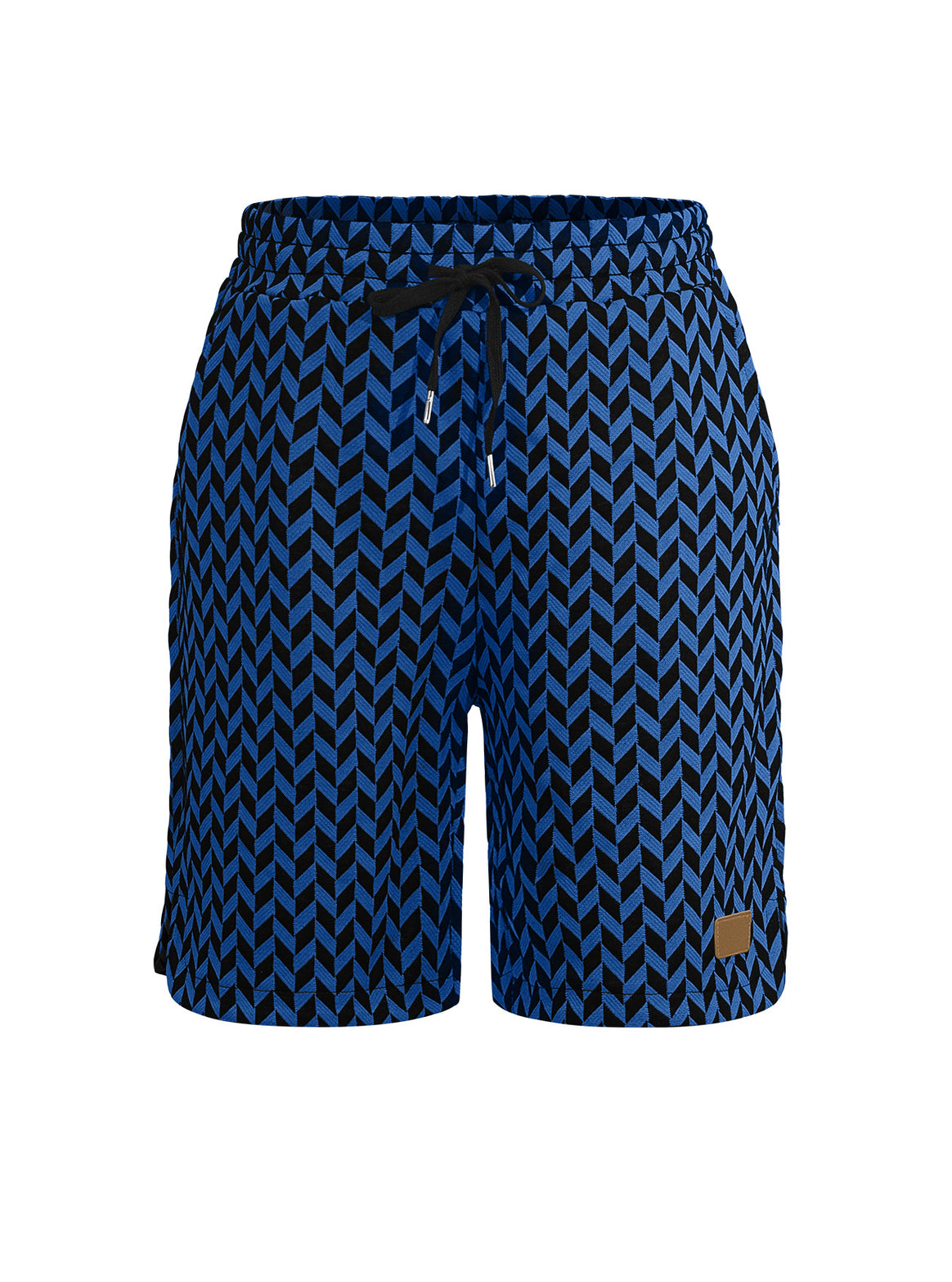 Women's Jacquard Shorts with elastic comfort waistband, drawstring and herringbone pattern Mune Fashion
