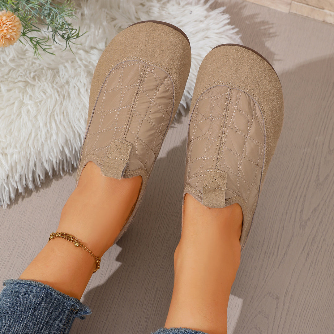 Women's Padded Quilted Slip-On Leisure Shoes with Non-Slip Profiling Sole Mune Fashion