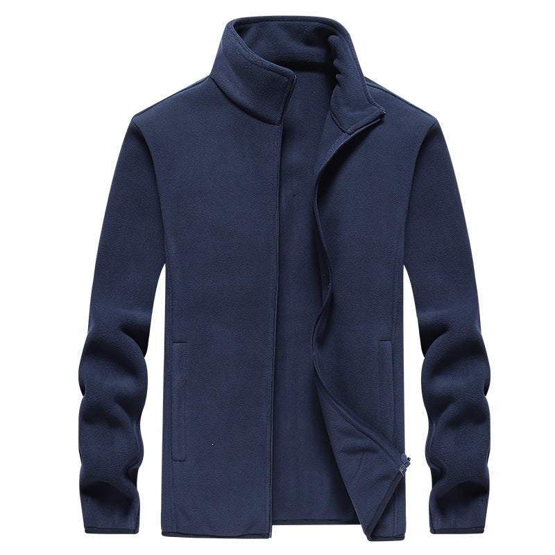 Men's fleece jacket with stand-up collar, full-length zipper & side pockets Mune Fashion