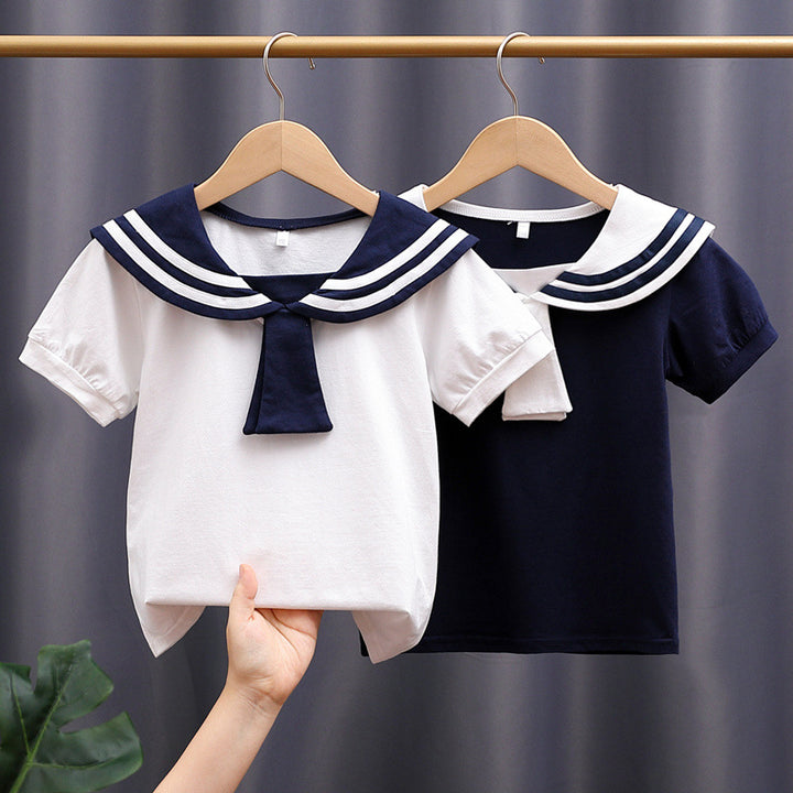 Girls sailor blouse with stylish collar Mune Fashion