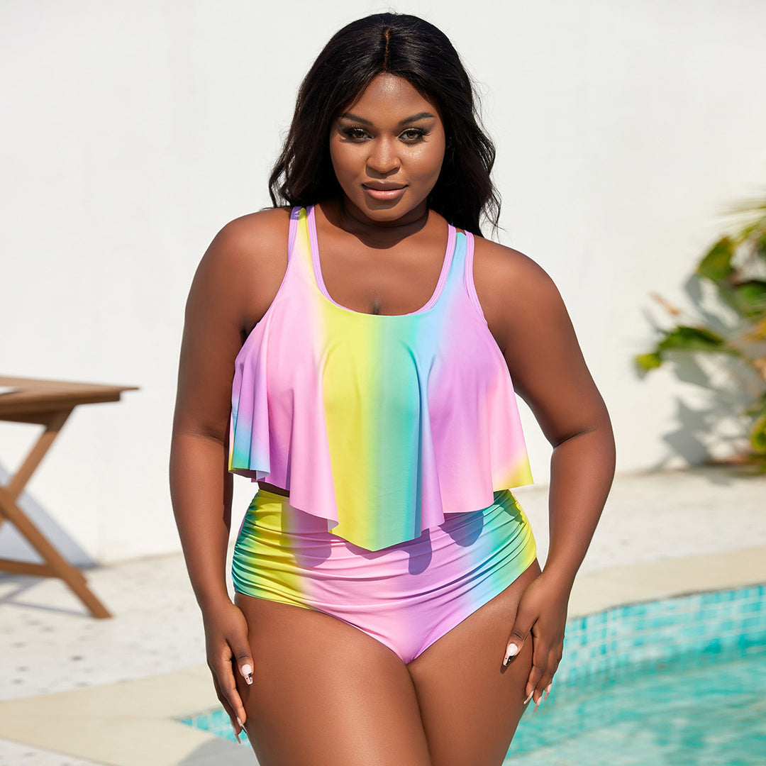 Women's Tankini Set with Flowing Top and High-Cut Shorts Mune Fashion
