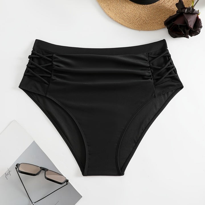 Women High-Waist Bikini Bottoms with Stylish Ruffle Details Mune Fashion