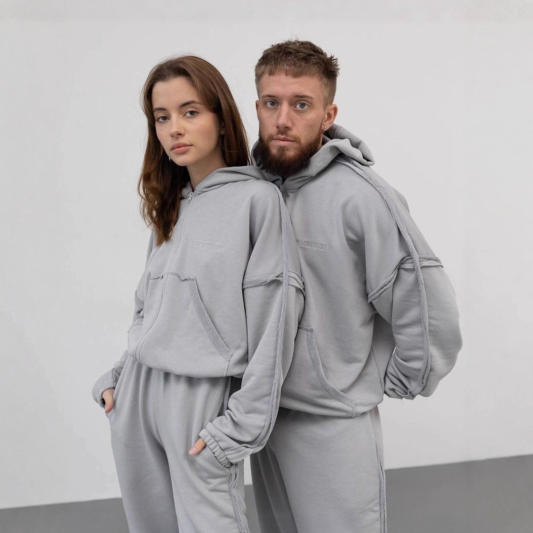 Unisex Oversize Hoodie Set made of soft fleece with zipper and joggers Mune Fashion