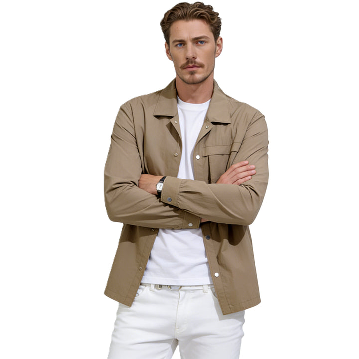 Men's Lightweight Utility Overshirt with Flap Pockets and Snap Button Placket Mune Fashion