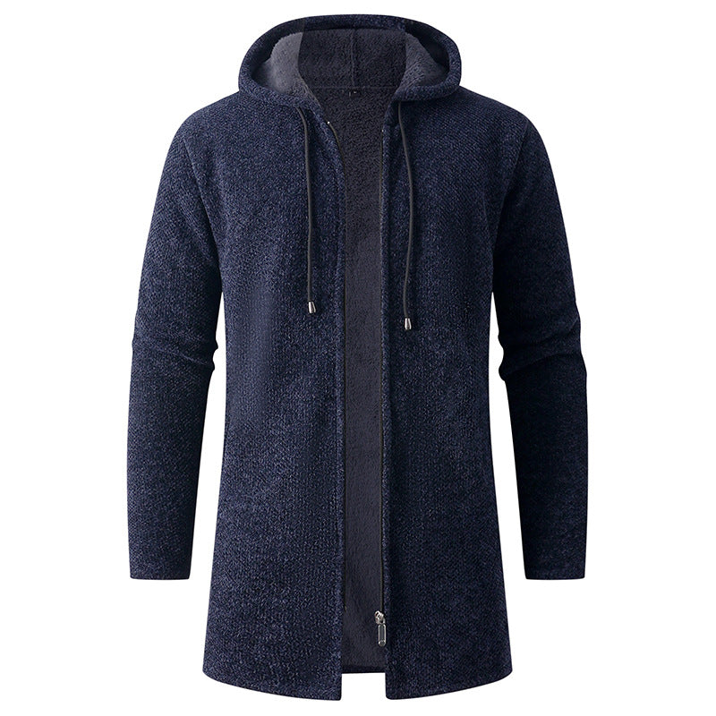 Men's Long Knit Hoodie Cardigan with Teddy Lining and Full Zipper Mune Fashion