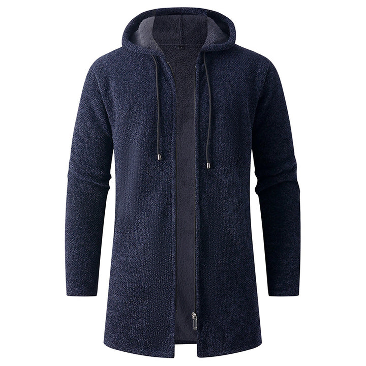 Men's Long Knit Hoodie Cardigan with Teddy Lining and Full Zipper Mune Fashion