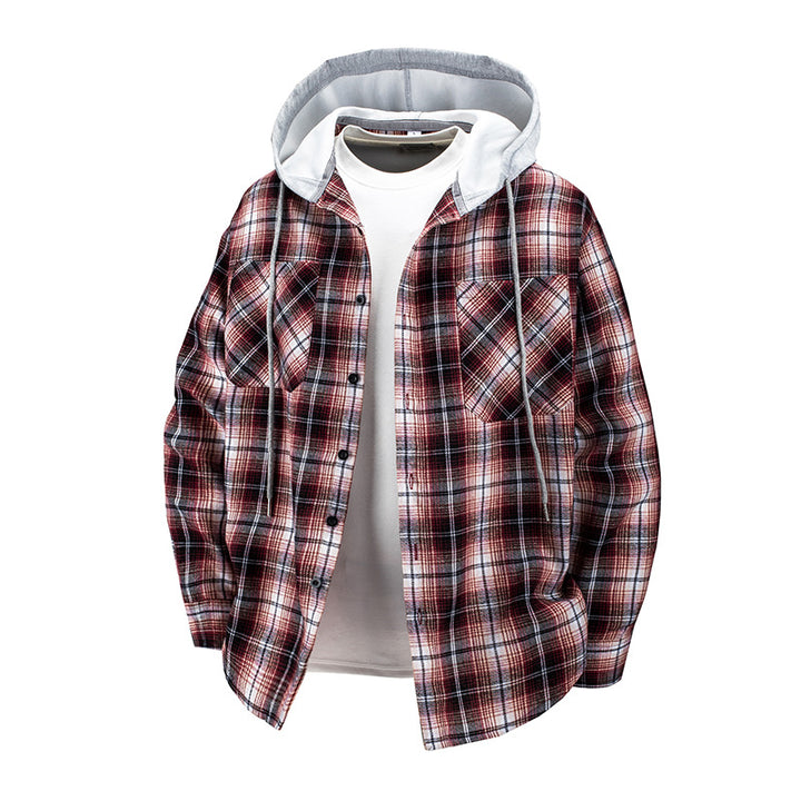 Men's Checkered Flannel Jacket with Hood