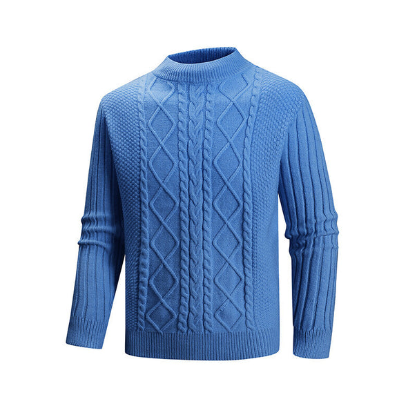 Men's fine knit turtleneck sweater with cable pattern and ribbed sleeves Mune Fashion
