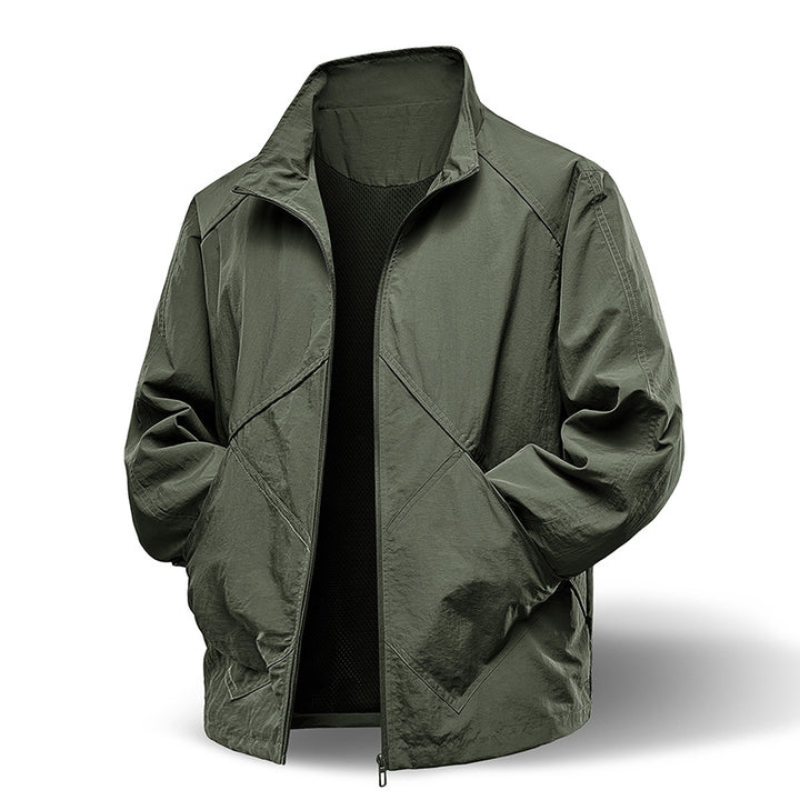 Men's Lightweight Technical Zip Jacket with Stand-Up Collar, Raglan Sleeves & Utility Inserts Mune Fashion