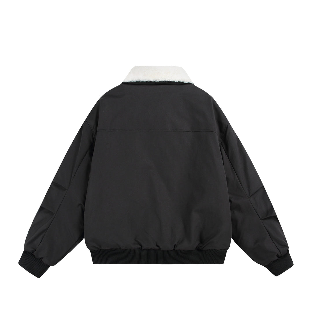 Men's Boxy Bomber Jacket with Teddy Collar and Ribbed Hem Mune Fashion