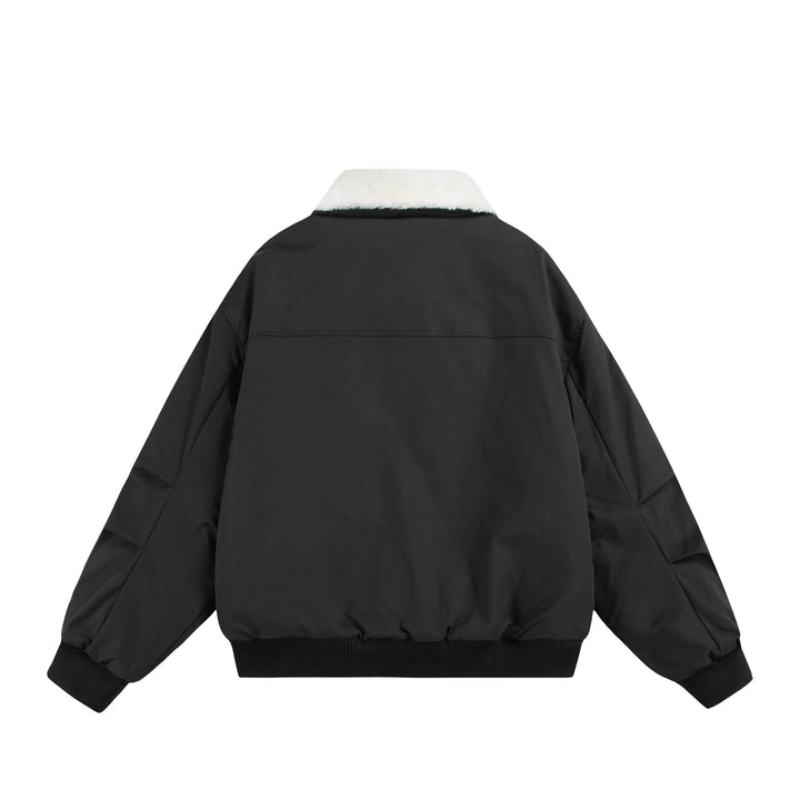 Men's Boxy Bomber Jacket with Teddy Collar and Ribbed Hem Mune Fashion