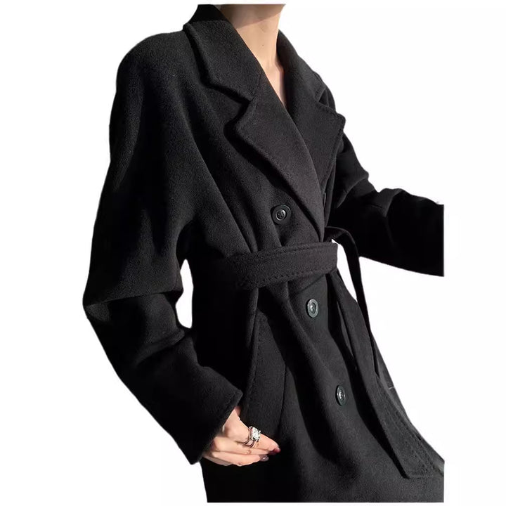 Women's Elegant Double-breasted Wool Coat Mune Fashion