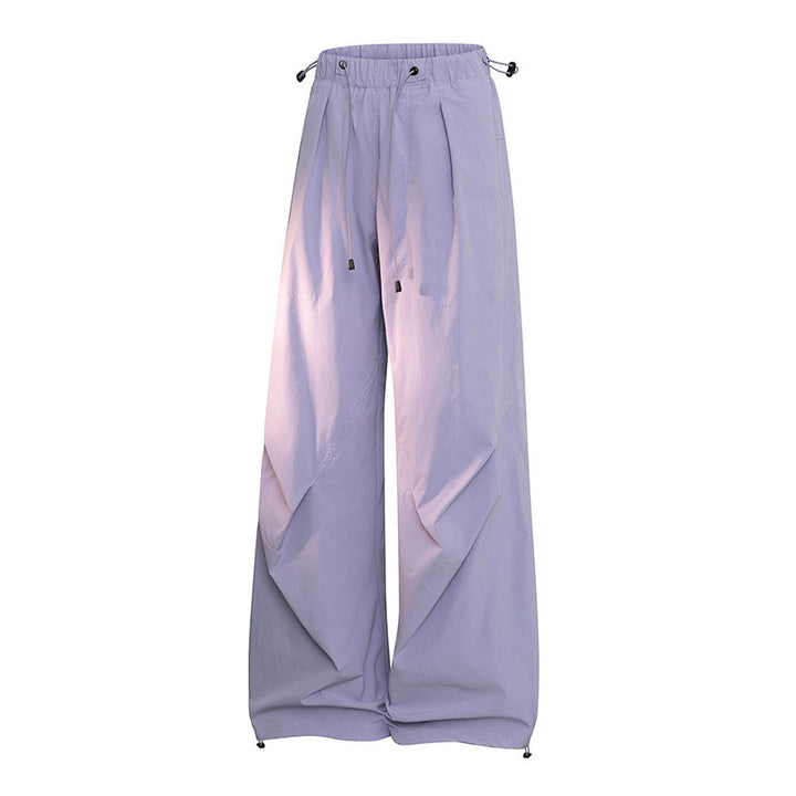 Women's Wide Palazzo Pants with Drawstring Waist, Draped Pleats & Adjustable Hem Mune Fashion