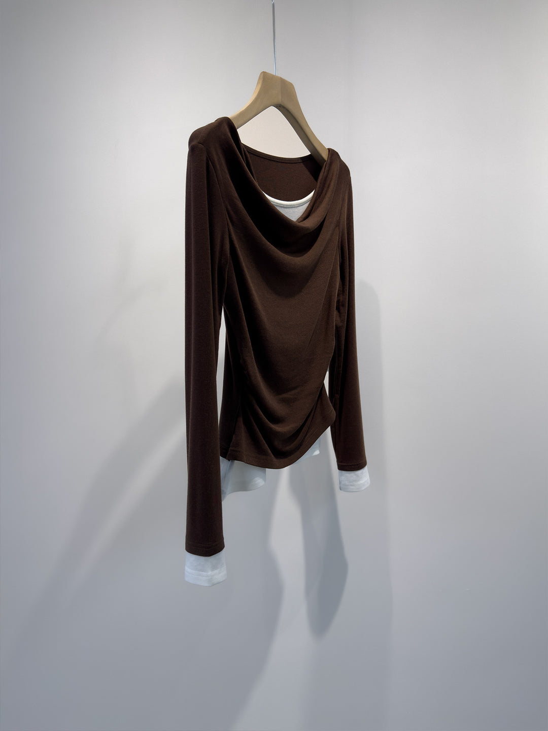 Women Draped Front Long Sleeve Top Mune Fashion