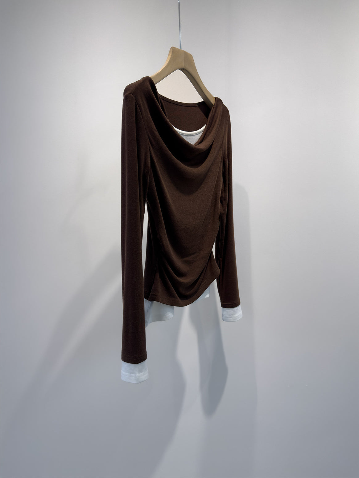 Women Draped Front Long Sleeve Top Mune Fashion