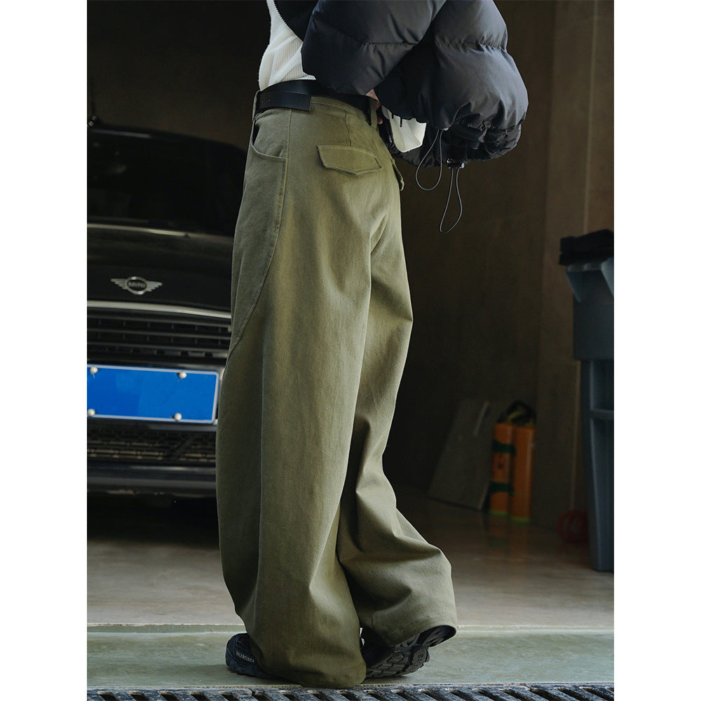 Women Wide High-Waist Cargo-Baggy Pants with Flap Pocket Mune Fashion