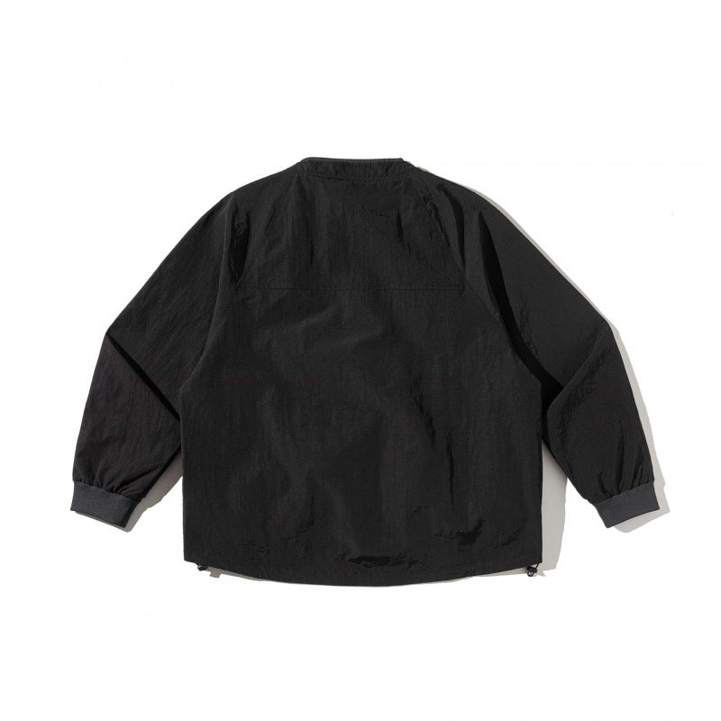 Unisex Short Cut Boxy Overlayer Jacket in Utility Style with Flap Pockets and Drawstring Mune Fashion