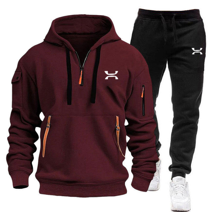 Men's Sporty Hoodie and Tracksuit Set with Functional Pockets and Sporty Cut Mune