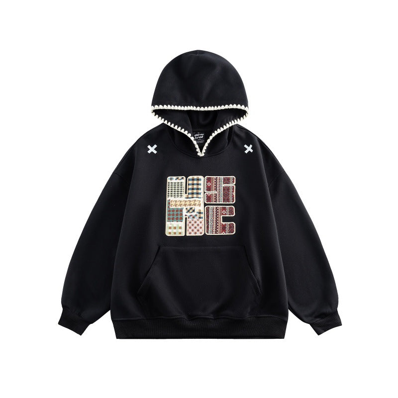 Unisex Wide Cut Hoodie with Patchwork Application and Kangaroo Pocket Mune Fashion