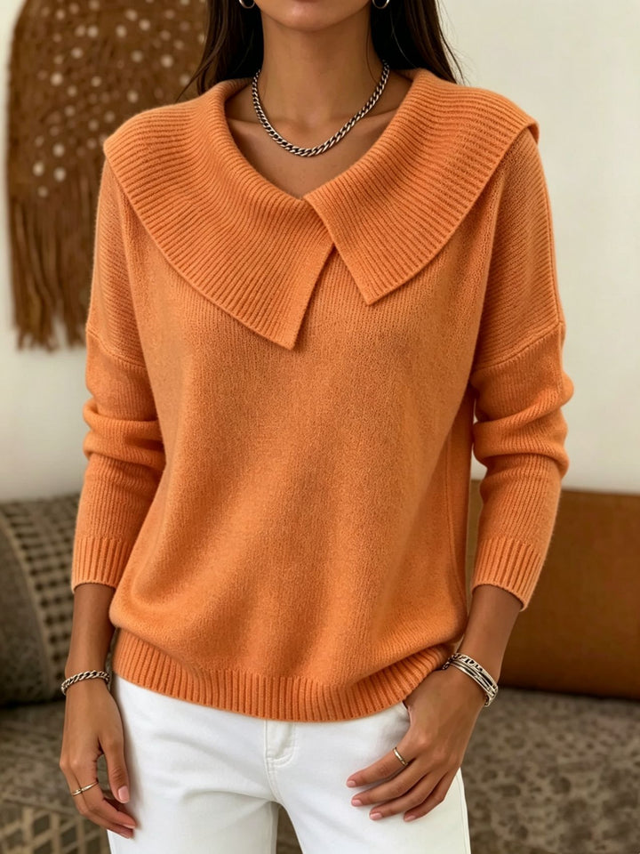 Women Oversized Turtleneck Sweater with Asymmetric Shawl Collar Mune Fashion
