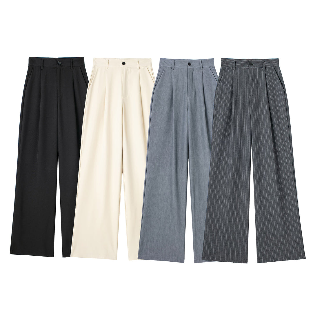 Women's Wide High Waist Pleated Trousers with Crease and Side Insertion Pockets Mune Fashion