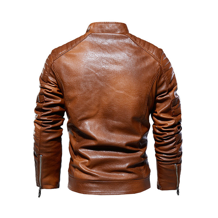 Men's leather jacket with multiple pockets Mune Fashion