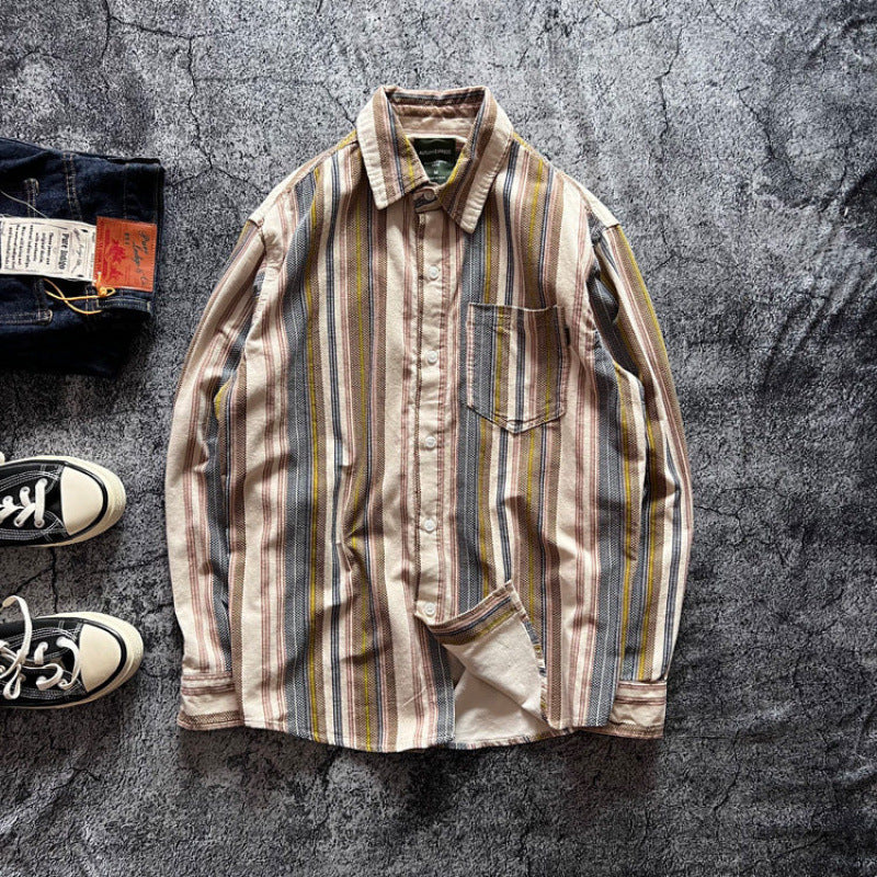 Unisex Oversized striped cotton blend shirt with chest pocket and relaxed fit Mune Fashion