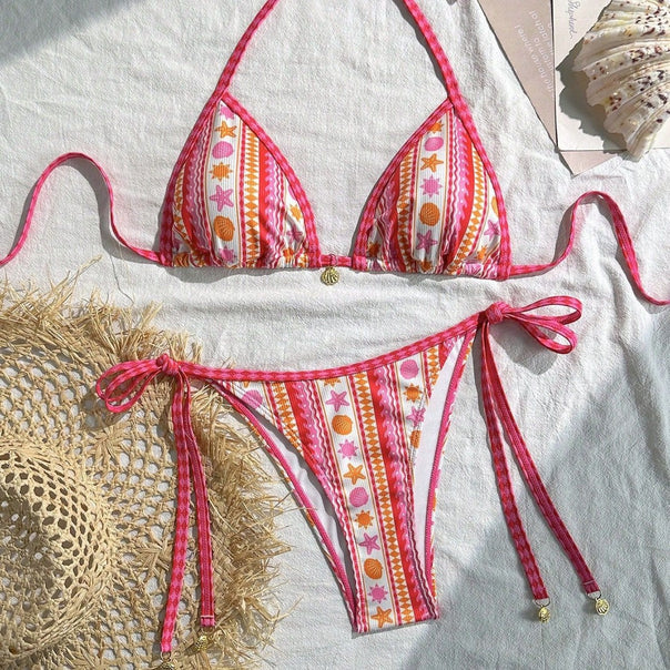 Women's Triangle Bikini with Colorful Pattern Mune Fashion