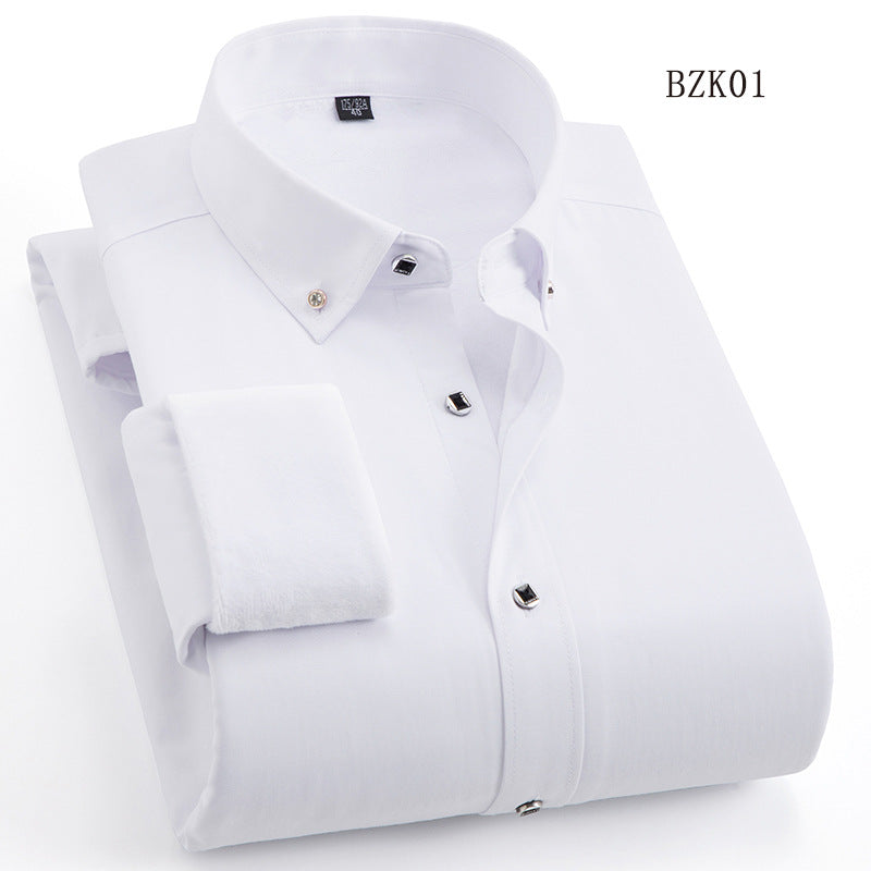 Men's Padded Business Shirt with Thermofleece Inner Side and Button-Down Collar Mune Fashion