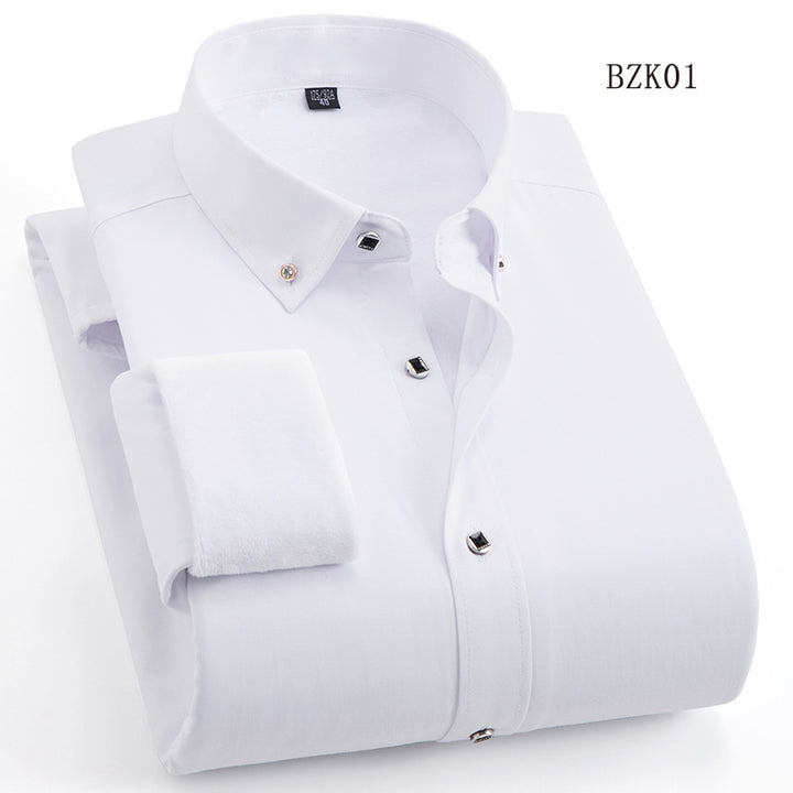 Men's Padded Business Shirt with Thermofleece Inner Side and Button-Down Collar Mune Fashion