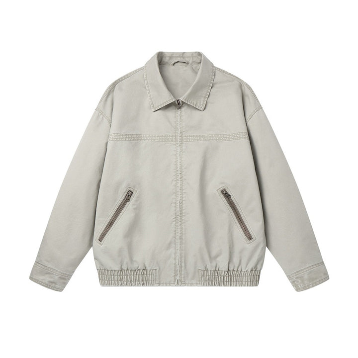 Men's short jacket in boxy cut made of canvas with diagonal zip pockets and elastic hem Mune Fashion