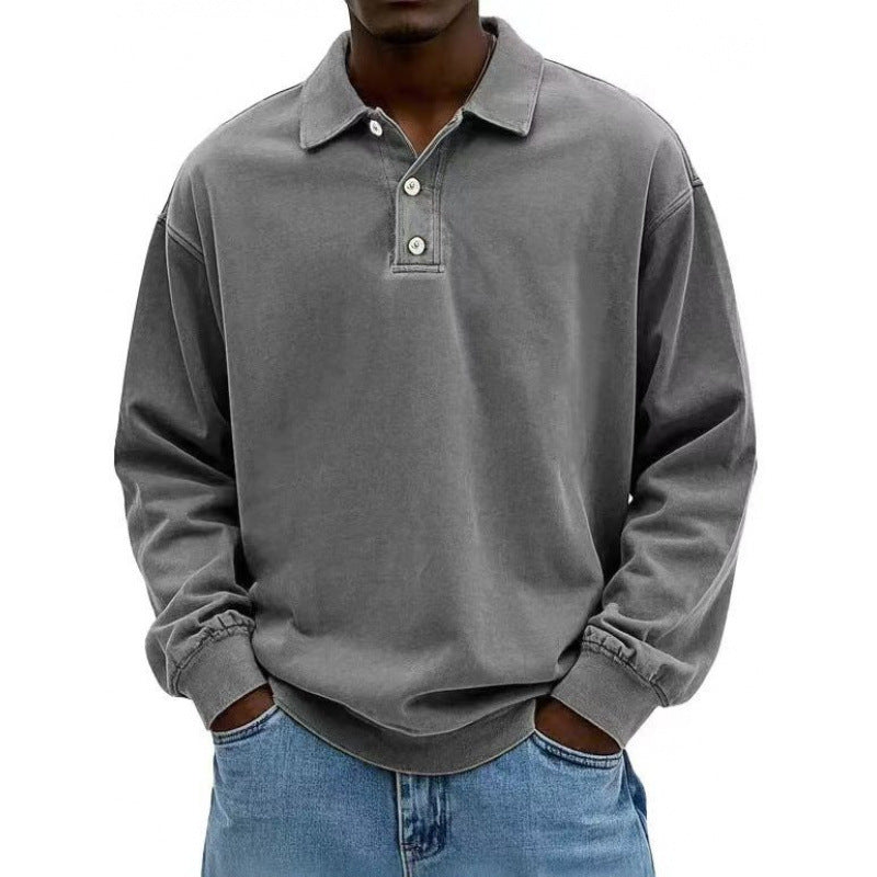 Men's Oversize Long Sleeve Polo made from Cotton Blend Mune Fashion