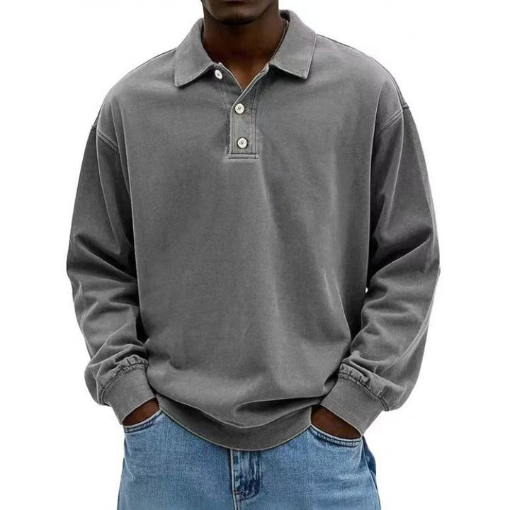 Men's Oversize Long Sleeve Polo made from Cotton Blend Mune Fashion