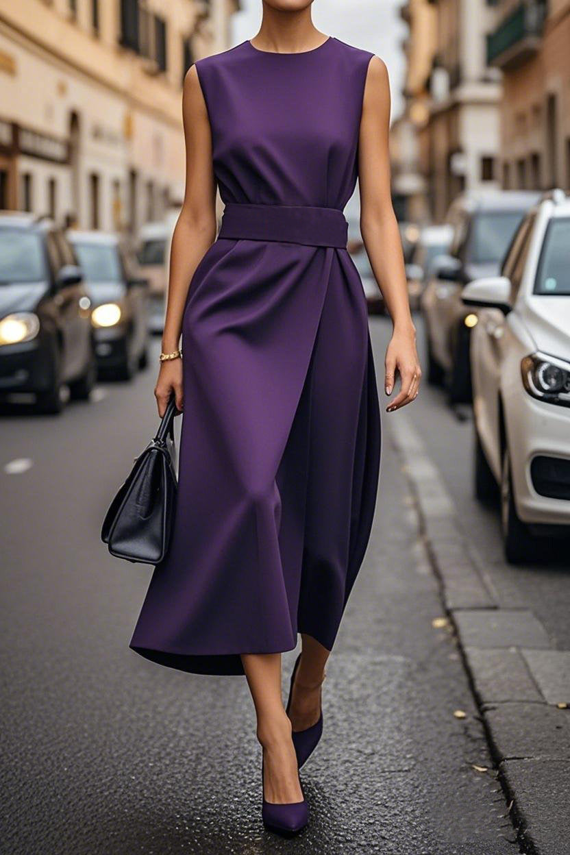 Elegant women's maxi dress with flowing cut & waist belt | Mune Fashion