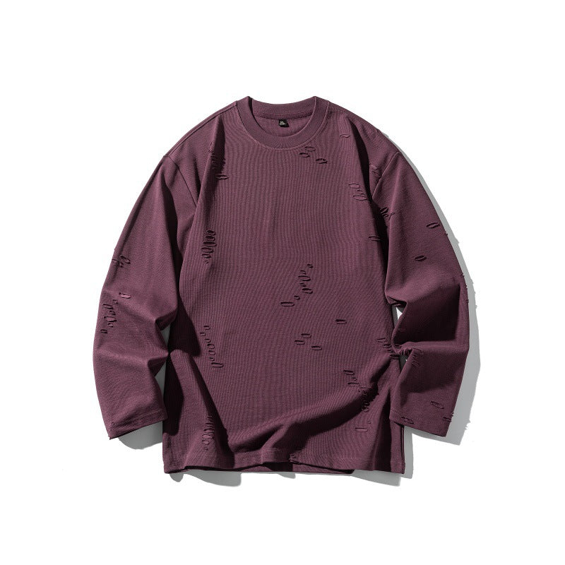Unisex Oversize sweatshirt made of heavy cotton blend with distressed effect and fine waffle texture Mune Fashion