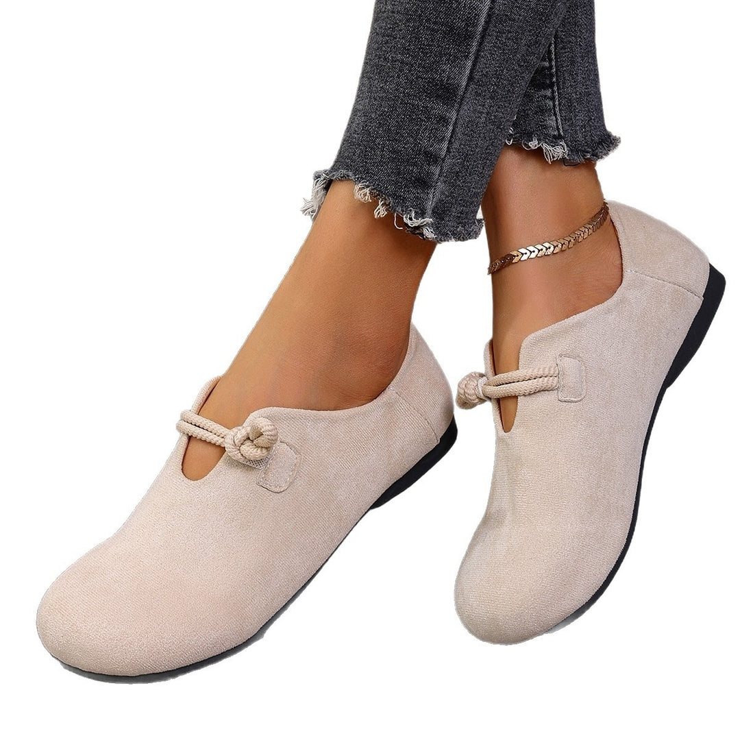 Women's Comfortable Slippers with Round Toe, Suede Look and Knot Strap Mune Fashion