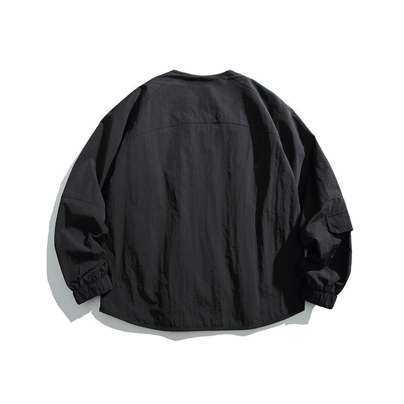Unisex Light Oversize Over-shirt Jacket made of technical Nylon mix with V-neck and zippered pockets Mune Fashion