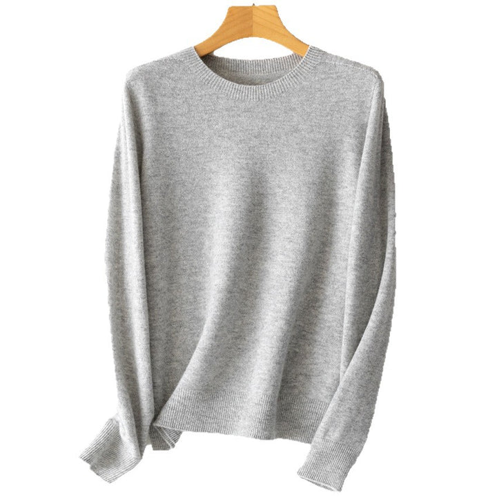 Women's Fine Crew Neck Sweater made of Cashmere Blend with Ribbed Cuffs Mune Fashion