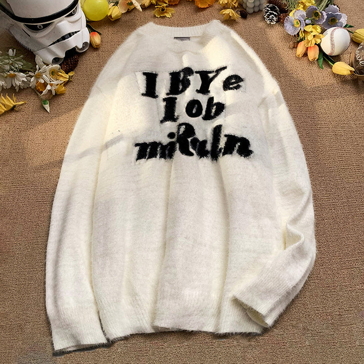 Women's Fluffy Sweater with Creative Print Mune Fashion