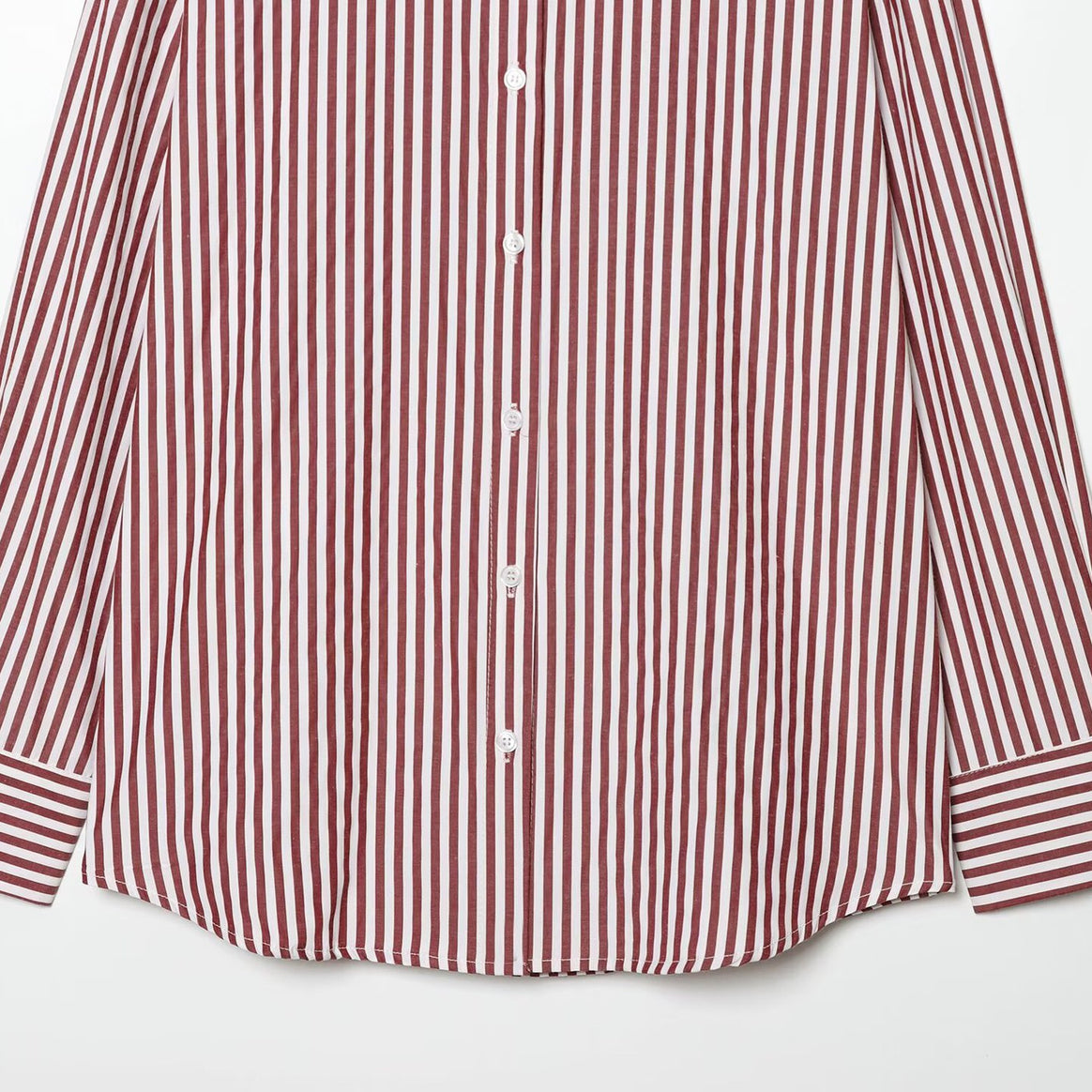Women's Oversize Striped Shirt Blouse with Dropped Shoulder and Extended Hem Mune Fashion
