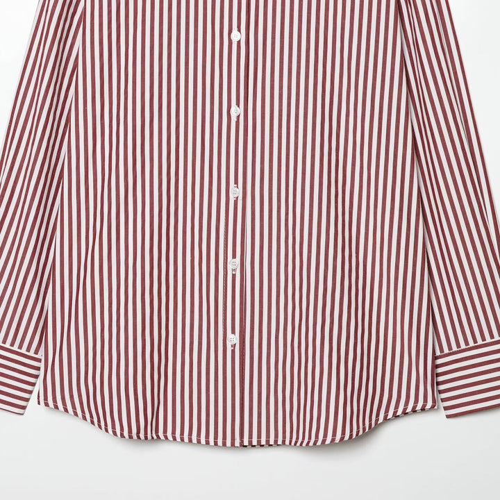 Women's Oversize Striped Shirt Blouse with Dropped Shoulder and Extended Hem Mune Fashion