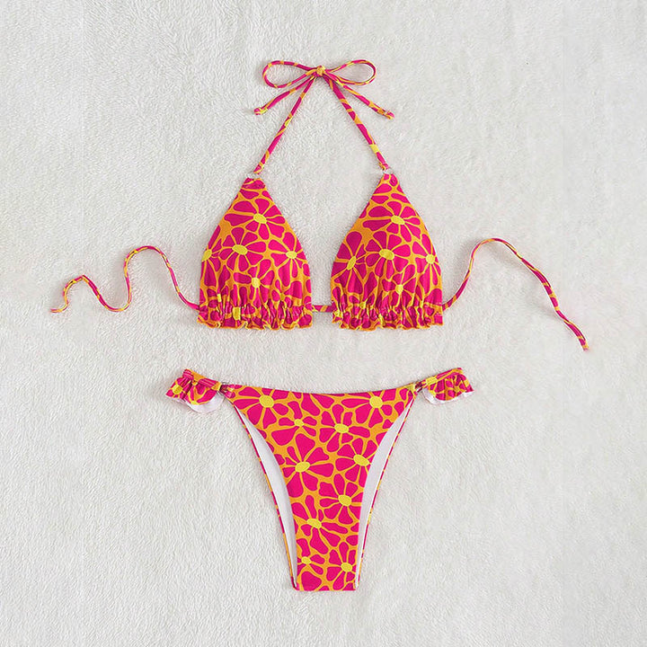 Women's triangle bikini with floral cut and adjustable straps Mune Fashion