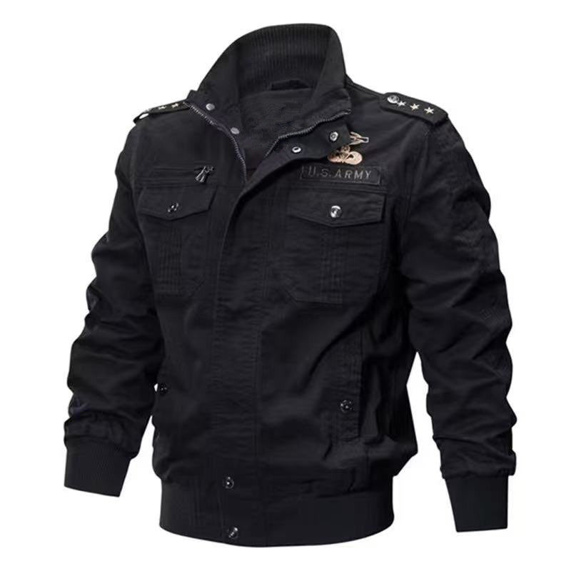 Men's military bomber jacket with epaulettes, stand-up collar and utility pockets Mune Fashion