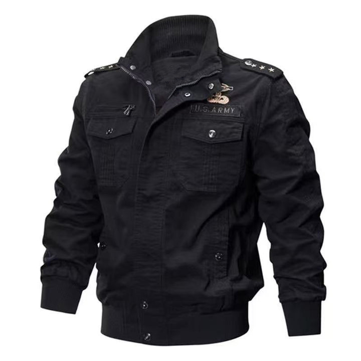 Men's military bomber jacket with epaulettes, stand-up collar and utility pockets Mune Fashion