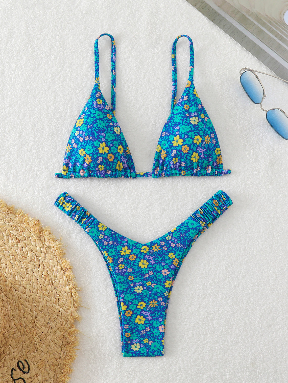 Women's Triangle Bikini with Floral Patterns Mune Fashion