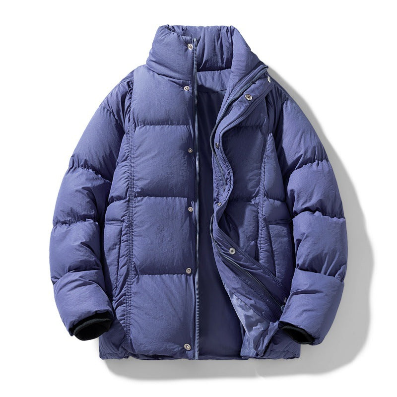 Men's quilted thermally insulated winter jacket with high stand-up collar and concealed snap button placket Mune Fashion