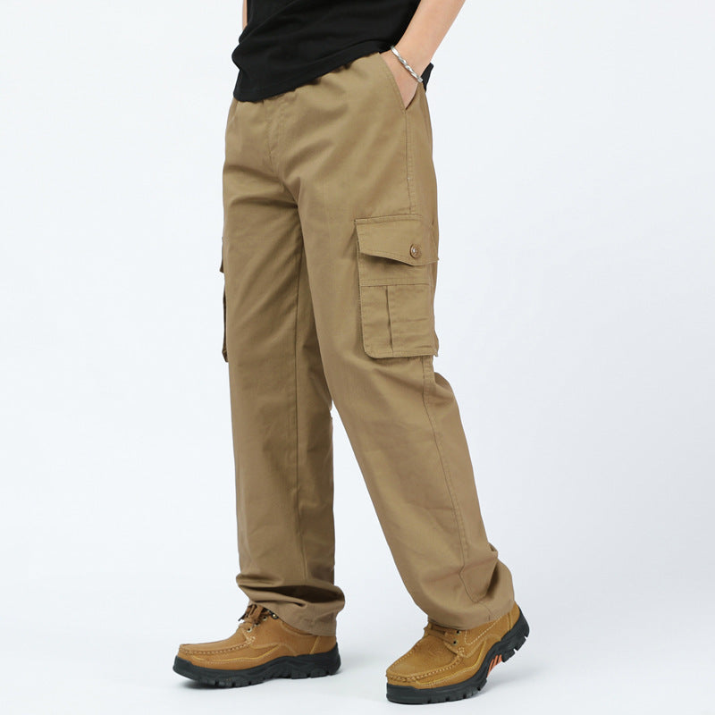 Men's Loose Cargo Leisure Pants with Drop Crotch, Elastic Waistband & Multi-Pockets Mune Fashion