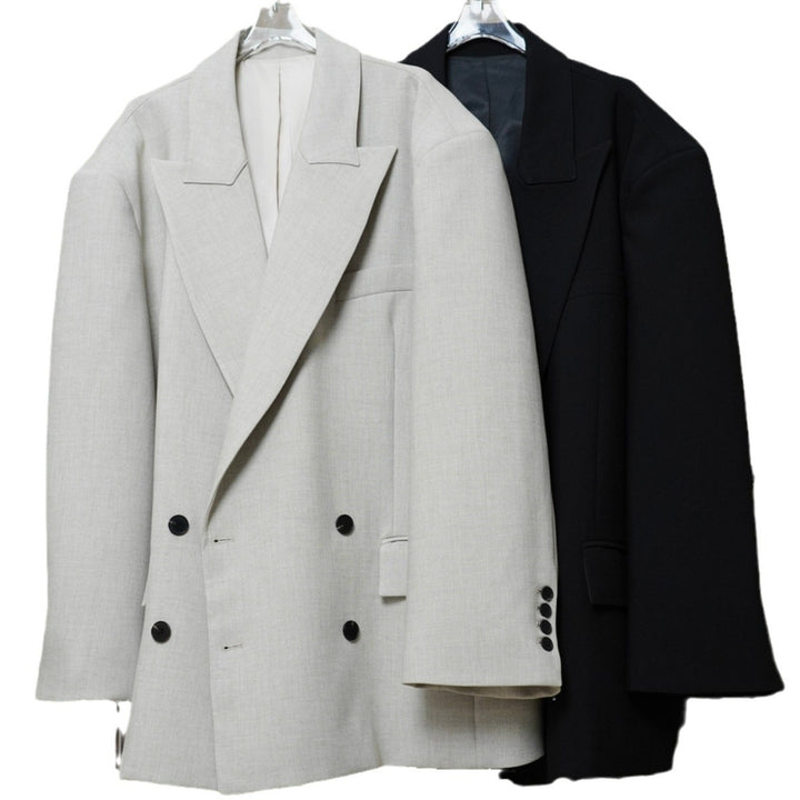 Women's Oversized Double-Breasted Blazer Coat with Extended Cut and Wide Lapels Mune Fashion