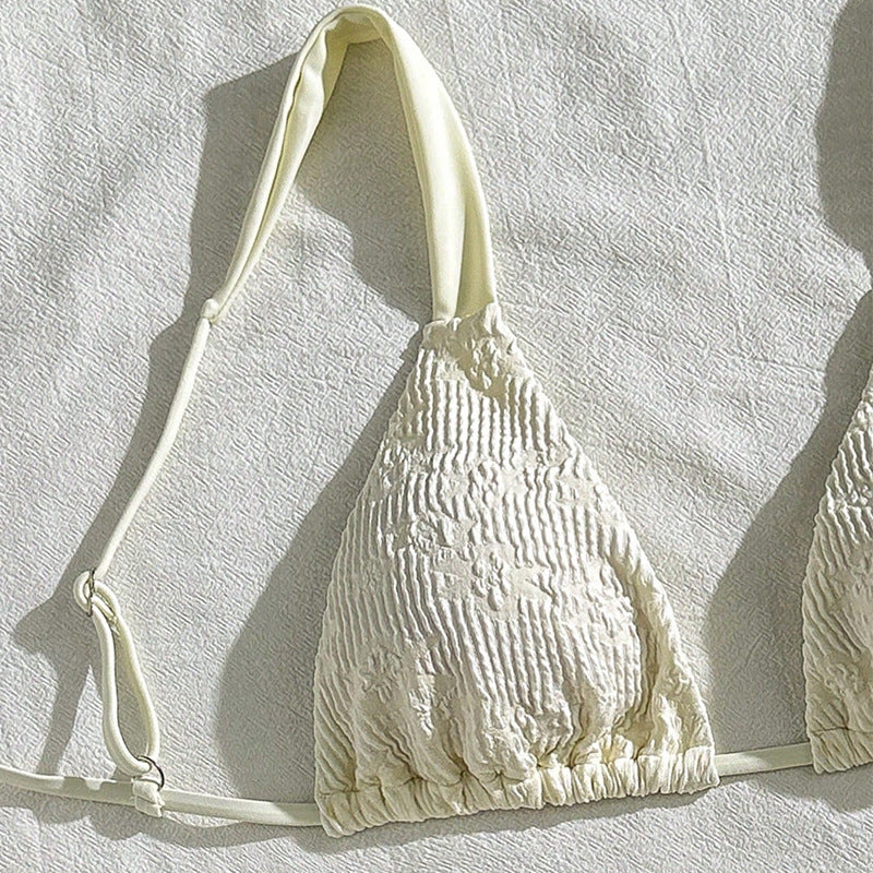 Women's Triangle Bikini with Ruched Design and Adjustable Straps Mune Fashion